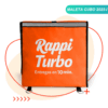 Maleta Cubo Rappi color naranja de lado con reflectivo de alta visibilidad y la marca Rappi Turbo